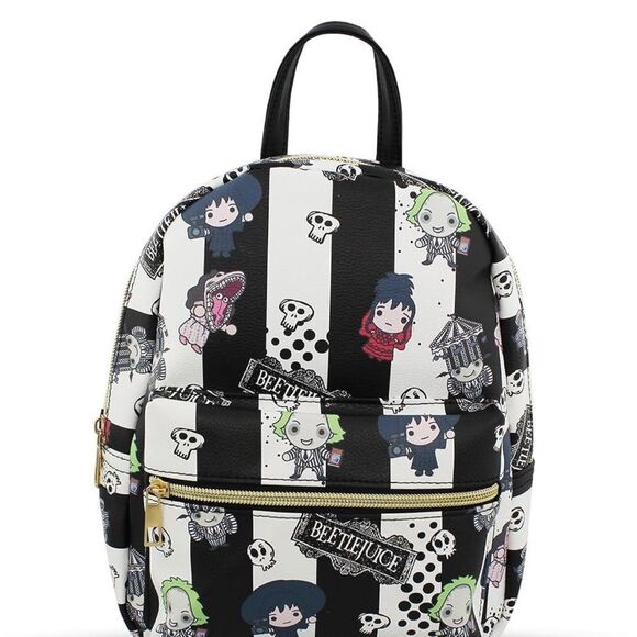 Beetlejuice Striped Mini Backpack NWT - Picture 1 of 7